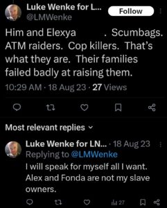 Luke Wenke x twitter screenshot ryan obsession 2023