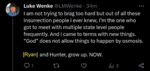 luke wenke x twitter screenshot ryan benjamin teeter obsession 2023