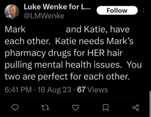 luke wenke katie obsession tweet twitter x screenshot 2023