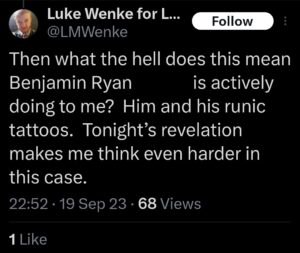 luke wenke x twitter benjamin ryan teeter obsession 2023