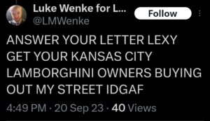 luke wenke letter writing obsession x twitter screenshot 2023