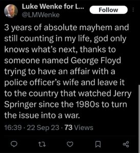 luke wenke racist tweet george floyd screenshot