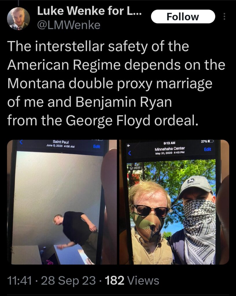 luke wenke x twitter screenshot ryan benjamin teeter obsession 2023