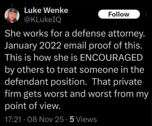 luke wenke katie obsession tweet twitter x screenshot 2025