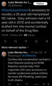 luke wenke x twitter screenshot ryan benjamin teeter obsession 2023