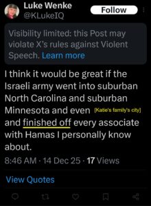 luke wenke katie obsession tweet twitter x screenshot 2025
