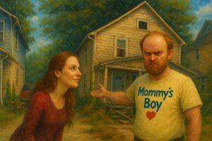 not luke wenke balding white man mommys boy tshirt outdoors with mom