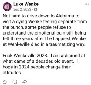 luke wenke facebook screenshot wenkeville 2023