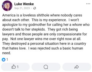 luke wenke facebook antiamerican hatred anti-military screenshot 2023