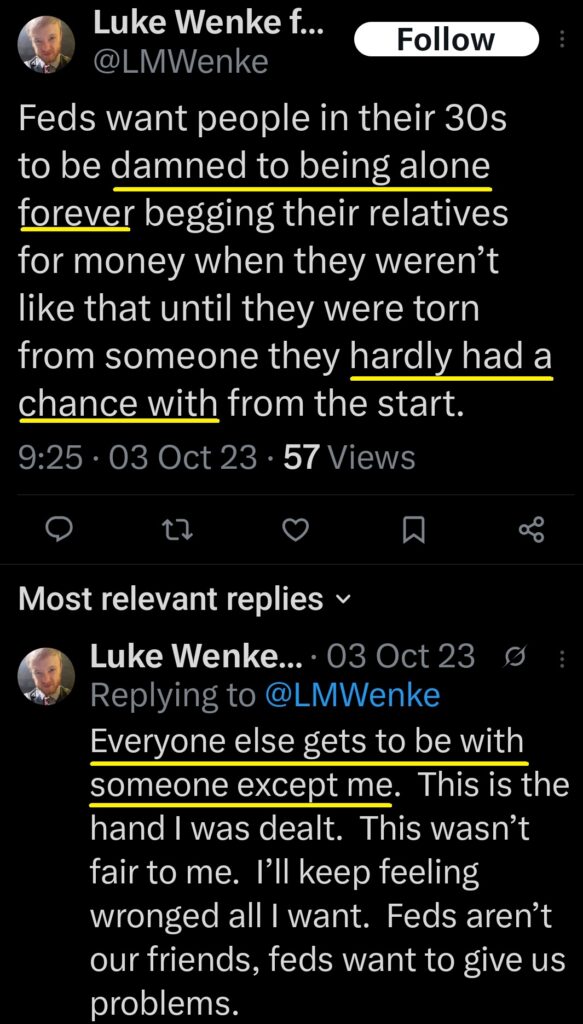 luke wenke x twitter screenshot incel talk 2023