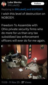 luke wenke x twitter screenshot destroyed house 2025