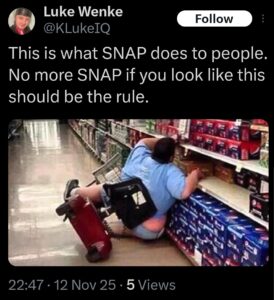 luke wenke x twitter screenshot poverty shaming 2025