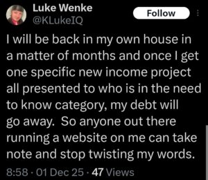 luke wenke x twitter screenshot katie obsession 2025