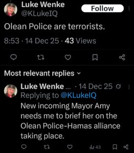 luke wenke x twitter screenshot antipolice antigovernment 2025