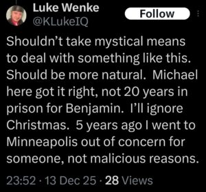 luke wenke x twitter screenshot benjamin ryan teeter obsession 2025