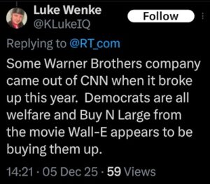luke wenke x/twitter post mocking and shaming poor people