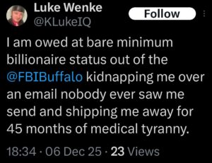 luke wenke x twitter screenshots owed 2025