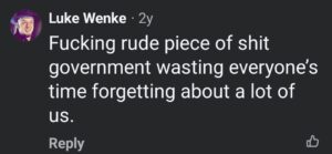 screenshot of a september 2023 Luke Wenke facebook post about how he stalks victims through voter registration records