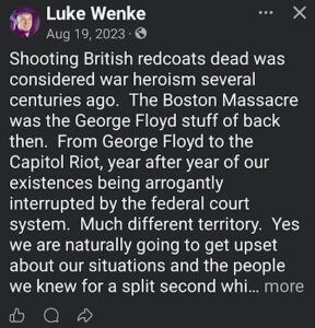 screenshot of a luke wenke x/twitter post about george floyd and guns 