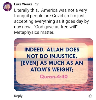a screenshot of a december 2023 Luke Wenke Facebook post